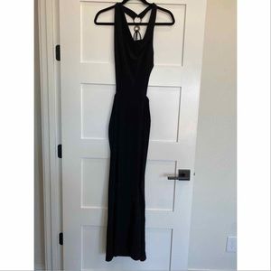 Black Open Back Halter Formal Dress
